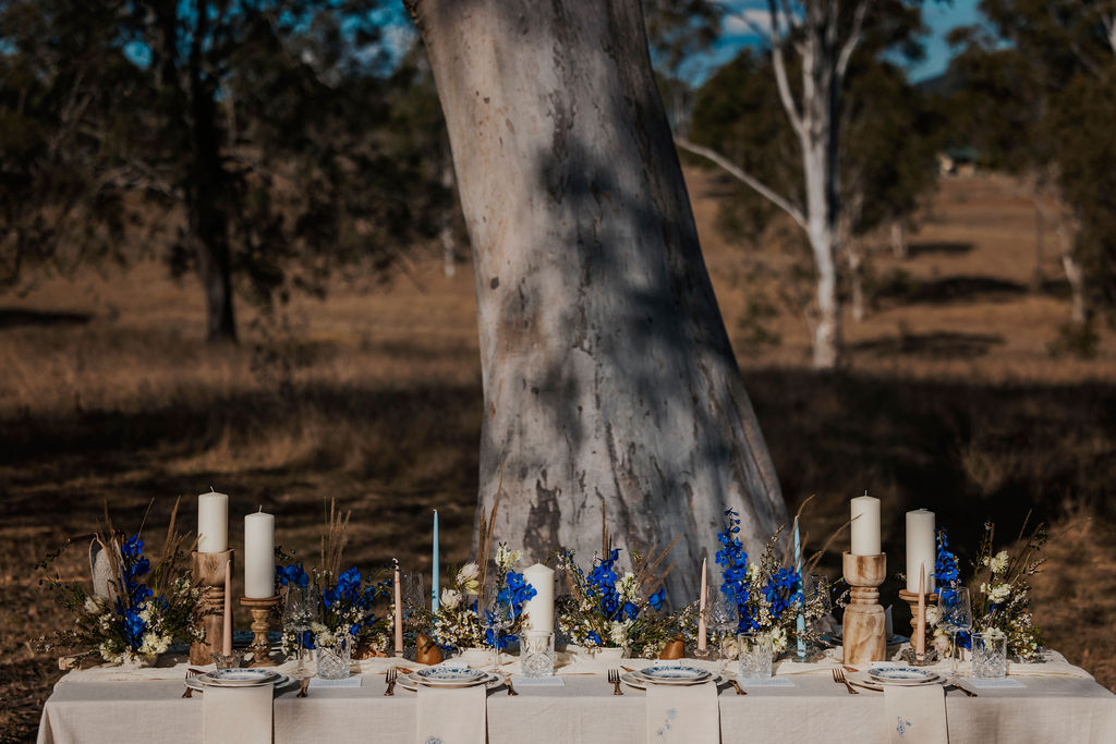 Gympie wedding venue tablescape for outdoor reception