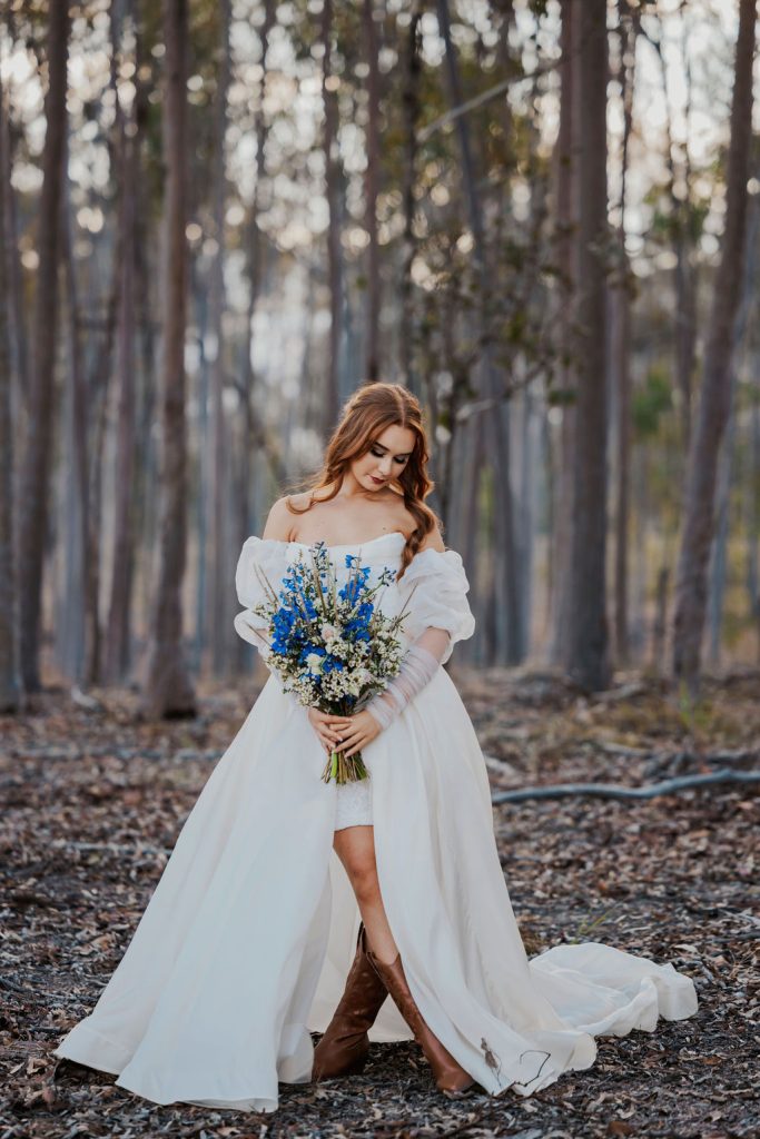 Bride on country property Sunshine Coast wedding venue