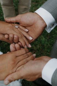 exchange of rings for wedding day during vows on the Sunshine Coast