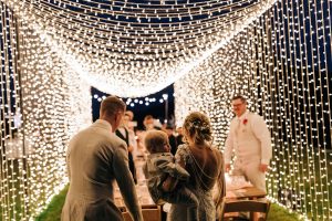 fairy lights tunnel for wedding reception