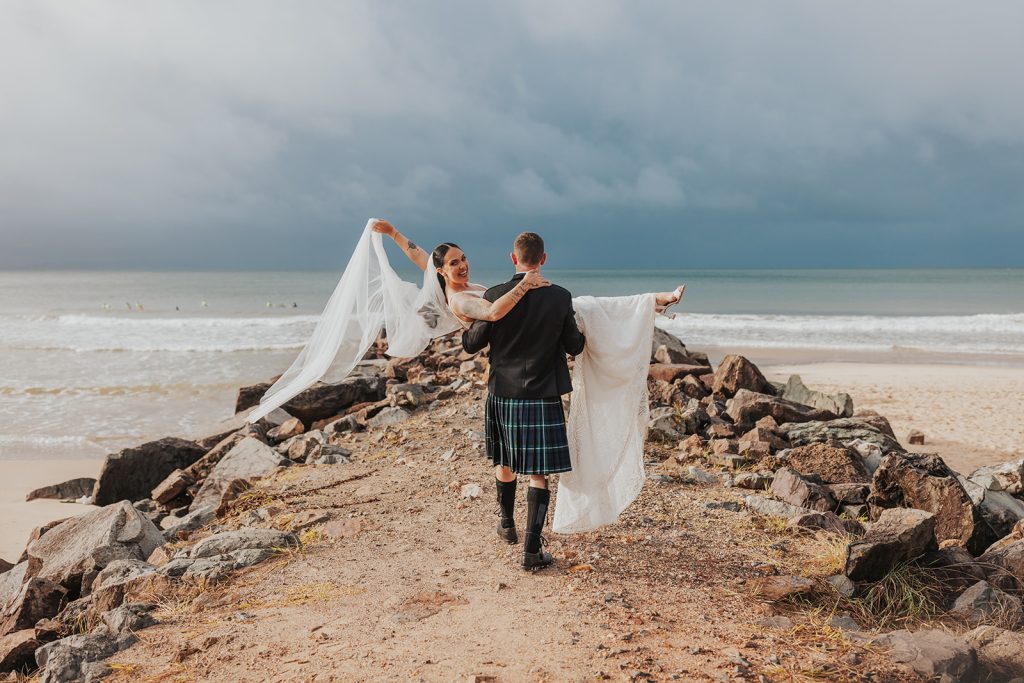 Scottish beach wedding in Australia Noosa wedding