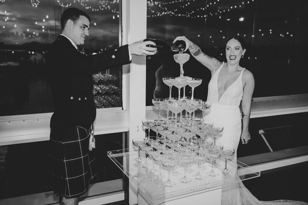 champagne tower noosa boathouse wedding